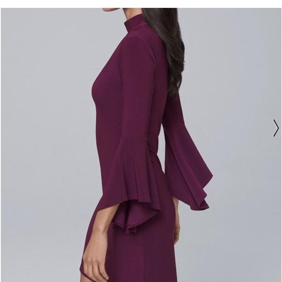 WHBM MOCK-NECK KNIT SOFT SHIFT BELL SLEEVE RICH PLUM SIZE S - Picture 4 of 14